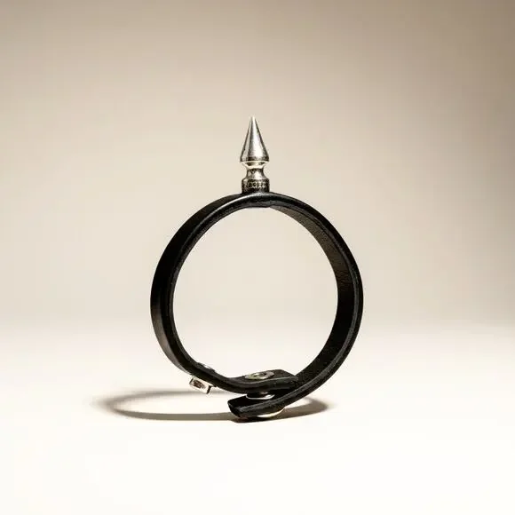 Chrome Hearts Single Silver Spike Leather Bracelet .925 - Picture 1 of 5